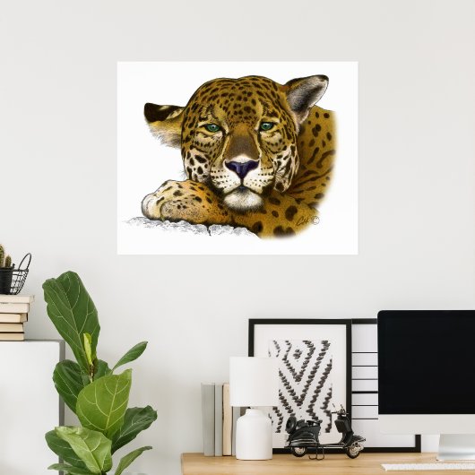 Jaguar met kleur poster (Thuiskantoor)