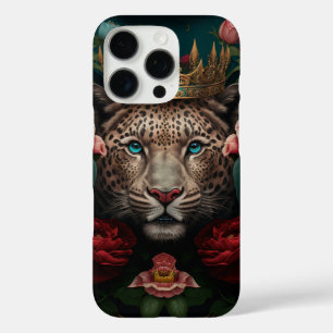 Jaguar met Kroon in Bloemen Schilderij iPhone 16 Pro Hoesje