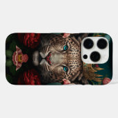 Jaguar met Kroon in Bloemen Schilderij Case-Mate iPhone Case (Achterkant (horizontaal))