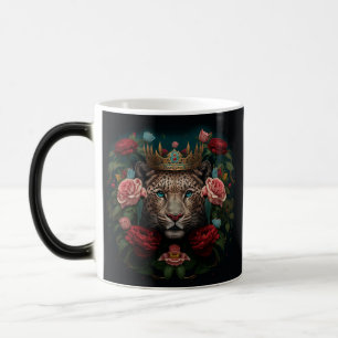 Jaguar met Kroon in Bloemen Schilderij Magische Mok