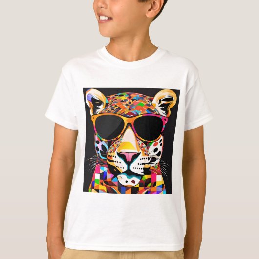 Jaguar met zonnebril t-shirt (Voorkant)