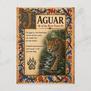Jaguar, Middeleeuwse Bestiarium Kunst Briefkaart