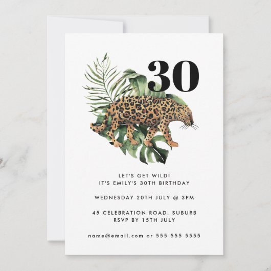 Jaguar Oerwoud Animal Print Get Wild 30th Birthday Kaart (Voorkant)