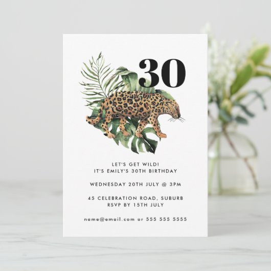 Jaguar Oerwoud Animal Print Get Wild 30th Birthday Kaart (Staand voorkant)