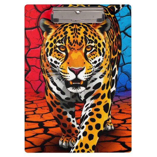 Jaguar op gebarsten aardachtergrond klembord (Voorkant)