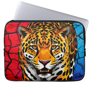 Jaguar op gebarsten aardachtergrond laptop sleeve