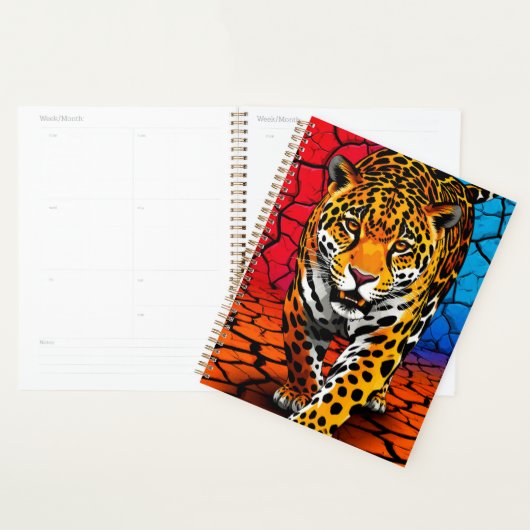 Jaguar op gebarsten aardachtergrond planner (Display)