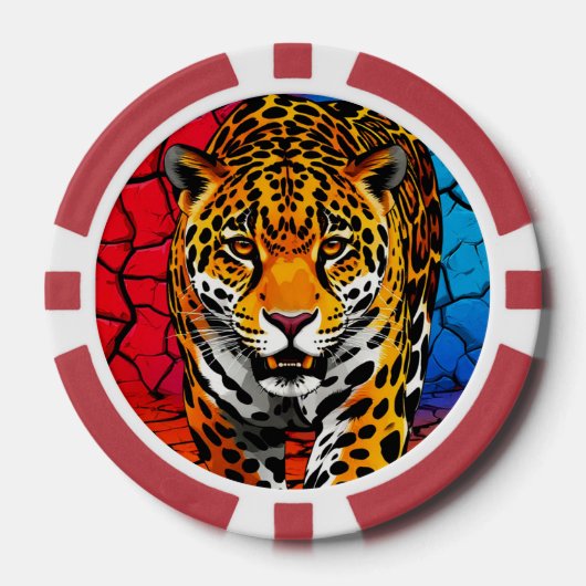 Jaguar op gebarsten aardachtergrond poker chips (Voorkant)