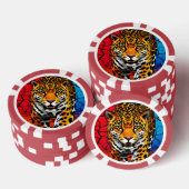 Jaguar op gebarsten aardachtergrond poker chips (Opstapeling)