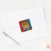 Jaguar op gebarsten aardachtergrond vierkante sticker (Envelop)