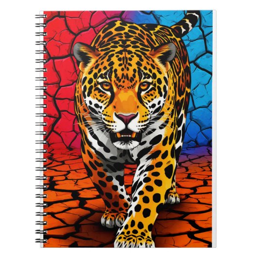 Jaguar op gebarsten aarde achtergrond notitieboek (Voorkant)