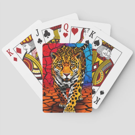 Jaguar op gebarsten aarde achtergrond pokerkaarten (Achterkant)