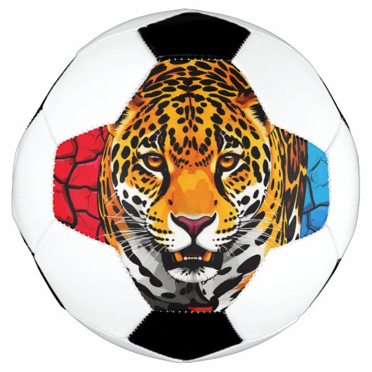 Jaguar op gebarsten aarde achtergrond voetbal (Voorkant)