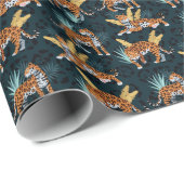 Jaguar Palms Naadloos  Patroon Cadeaupapier (Rol Hoek)
