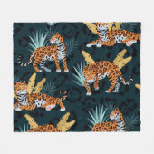 Jaguar Palms Naadloos  Patroon Fleece Deken (Voorkant (Horizontaal))