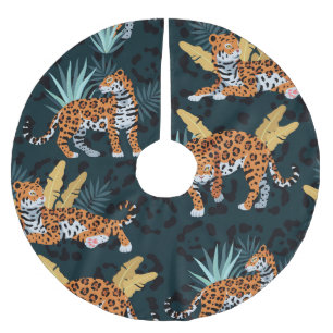 Jaguar Palms Naadloos Patroon Kerstboom Rok