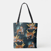 Jaguar Palms Naadloos Patroon Tote Bag (Achterkant)