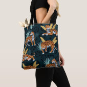 Jaguar Palms Naadloos Patroon Tote Bag (Dichtbij)