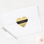 Jaguar Patroon Luxe Zwart en Goud Dierenprint Hart Sticker (Envelop)