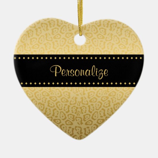 Jaguar Patroon Luxe Zwart en Goud Dierenprint Keramisch Ornament (Voorkant)