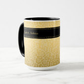 Jaguar Patroon Luxe Zwart en Goud Dierenprint Mok (Voorkant links)