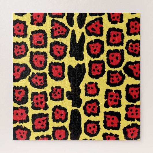 Jaguar Pattern in Blood Oranje op Lemon Curd Legpuzzel (Verticaal)