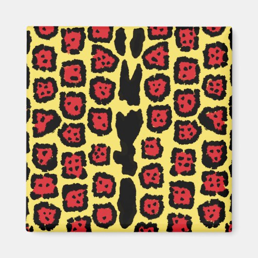 Jaguar Pattern in Blood Oranje op Lemon Curd Magneet (Voorkant)