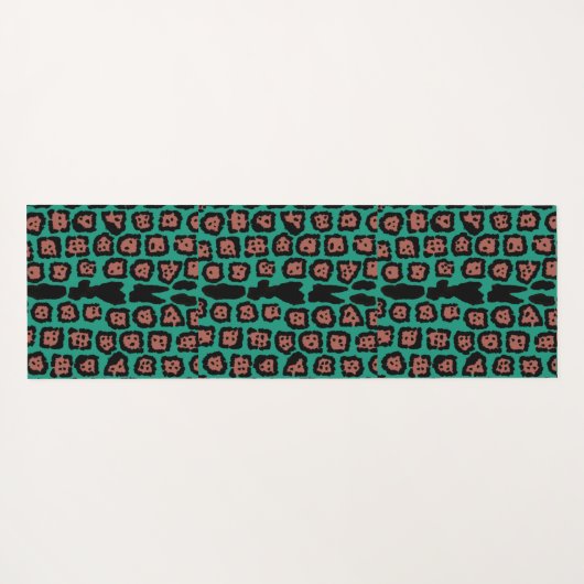 Jaguar Pattern in Watermelon op Aqua Blue Yogamat (Achterkant (horizontaal))