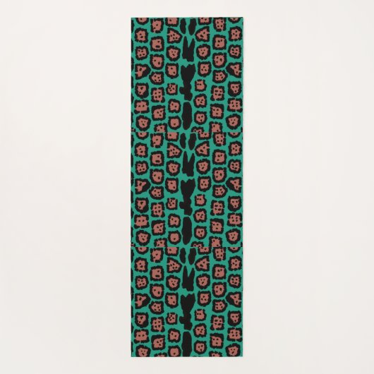 Jaguar Pattern in Watermelon op Aqua Blue Yogamat (Achterkant)