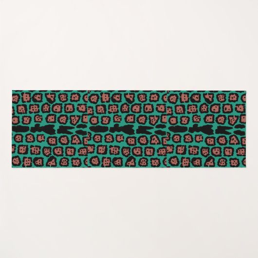 Jaguar Pattern in Watermelon op Aqua Blue Yogamat (Voorkant (horizontaal))