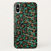 Jaguar Pattern Print Green Brown Personal Name Case-Mate iPhone Case (Achterkant)