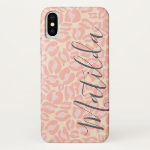 Jaguar Pattern Print Pink Pastel Persoonlijke naam Case-Mate iPhone Case