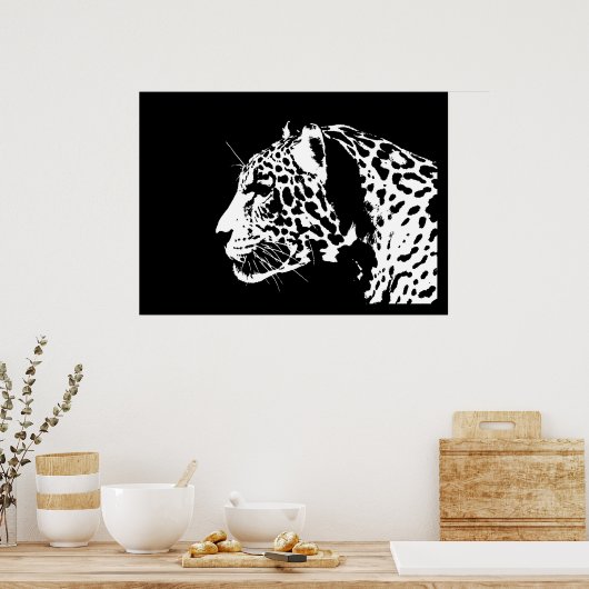 Jaguar Poster Print - Black & White Jaguar Posters (Keuken)
