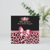 Jaguar Print & Crown Quinceañera Uitnodiging (Staand voorkant)