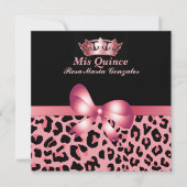 Jaguar Print & Crown Quinceañera Uitnodiging (Voorkant)