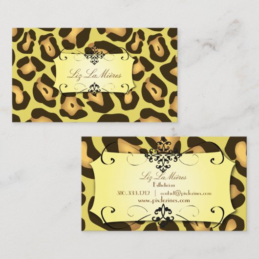 Jaguar Print / DIY achtergrondkleur Visitekaartje (Voorkant / Achterkant)