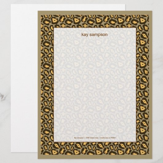 Jaguar print gepersonaliseerd briefhoofd (Voorkant / Achterkant)
