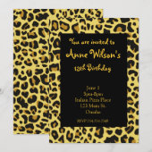 Jaguar Print Girls Uitnodiging (Voorkant / Achterkant)