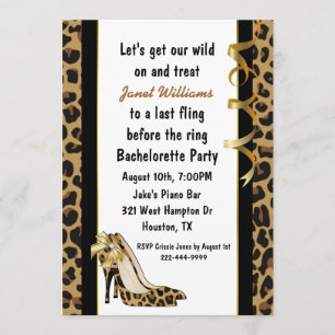 Jaguar Print High Heels Bachelorette Party Kaart