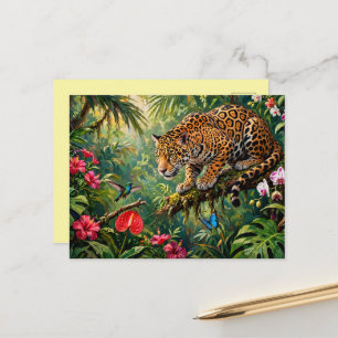 Jaguar Regenwoud Kolibrie Vlinders Bloemen Briefkaart