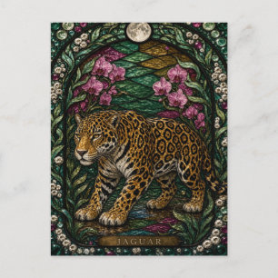 Jaguar Regenwoud Rivier Illumina Gebrandschilderd Briefkaart