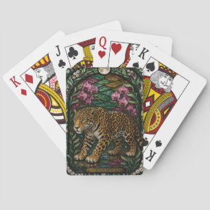 Jaguar Regenwoud Rivier Illumina Gebrandschilderd Pokerkaarten