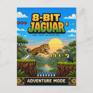 Jaguar, Retro 8-Bit Pixelkunst Briefkaart