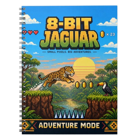 Jaguar, Retro 8-Bit Pixelkunst Notitieboek (Voorkant)