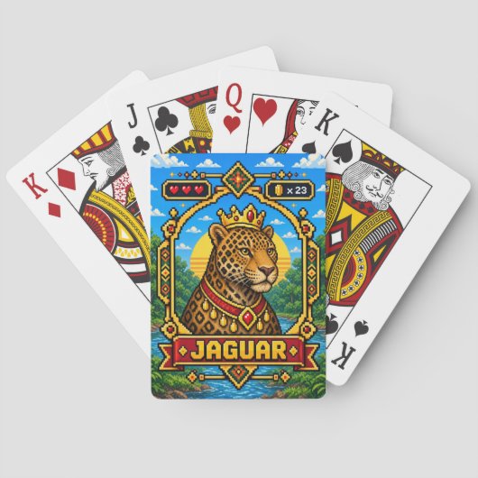 Jaguar Retro 8-Bit Pixelkunst Pokerkaarten (Achterkant)