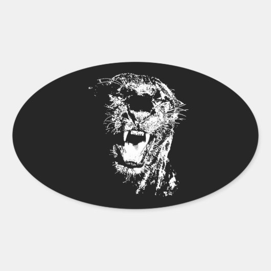 Jaguar Roaring Ovale Sticker (Voorkant)