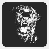 Jaguar Roaring Vierkante Sticker (Voorkant)