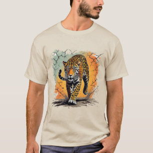 Jaguar sluipt grote katachtige in dramatische spet t-shirt