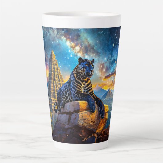 Jaguar Stargazer ontwerp van Rich AMeN Gill Latte Mok (Voorkant)