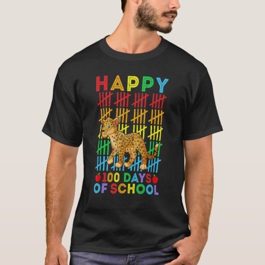 Jaguar  Teacher Student Happy 100 Days of School T-shirt (Voorkant)